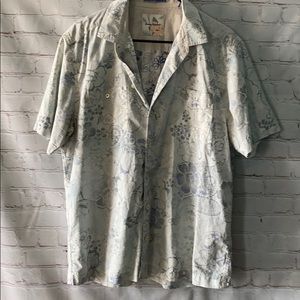 Tommy Bahama  53% silk  47% cotton shirt